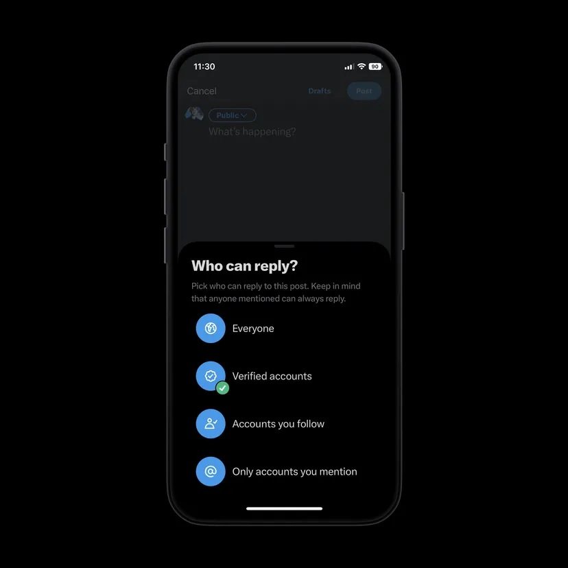 حالا می‌توانید امکان پاسخ به پست‌های ایکس را محدود به کاربران تأییدشده کنید