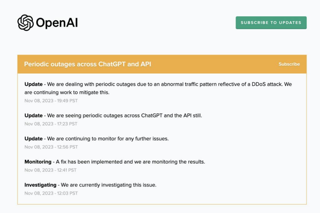 1699627823 535 دعوا DDoS در روزهای قبل کارکرد ChatGPT را مختل کرده‌اند