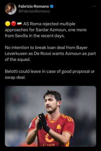 عکس‌| جایگاه ویژه سردار در تیم دروسی؛ رم به آزمون اجازه جدایی نمی‌دهد!