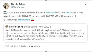 عکس| انتقال طارمی به اینتر تایید شد