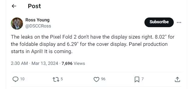 پیکسل فولد 2 گوگل احتمالاً نمایشگر بزرگ‌تری به‌اندازه تبلت‌ها خواهد داشت
