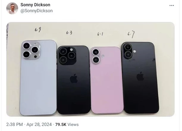 ابعاد نمایشگر و طراحی جدید ماژول دوربین سری‌ آیفون 16 فاش شد