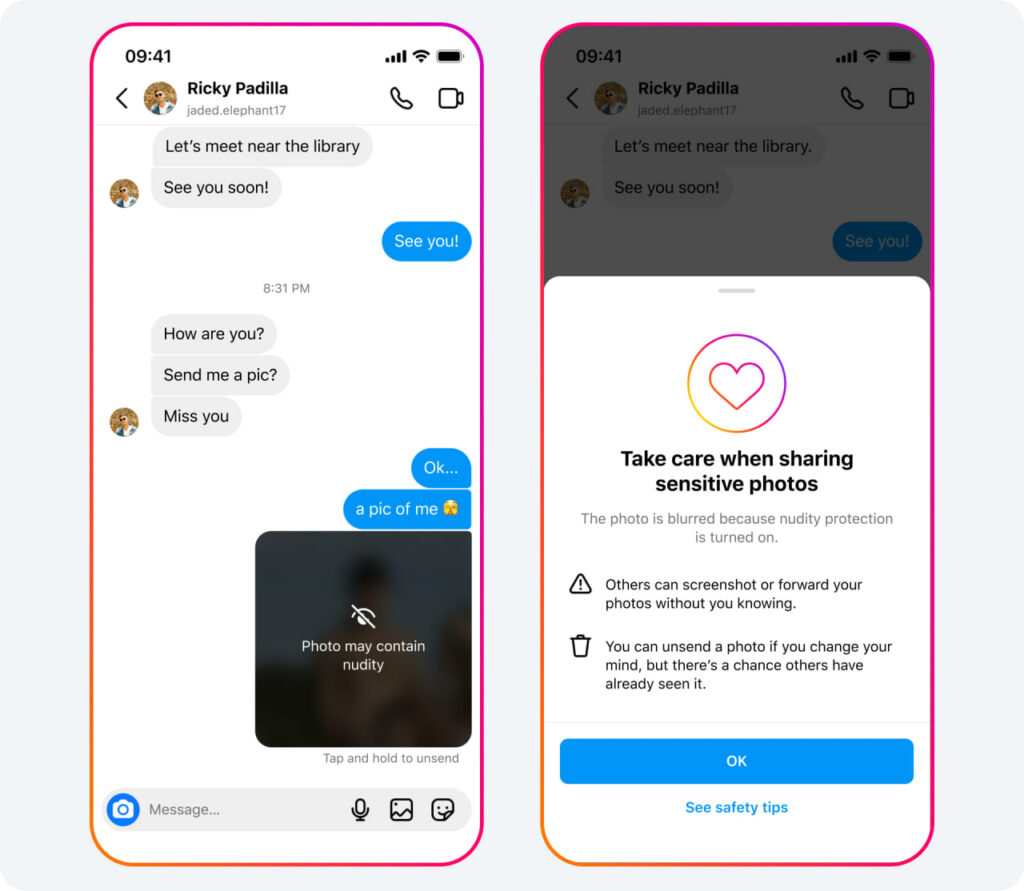 متا در پیام‌های اینستاگرام، تصاویر دارای برهنگی را محو می‌کند