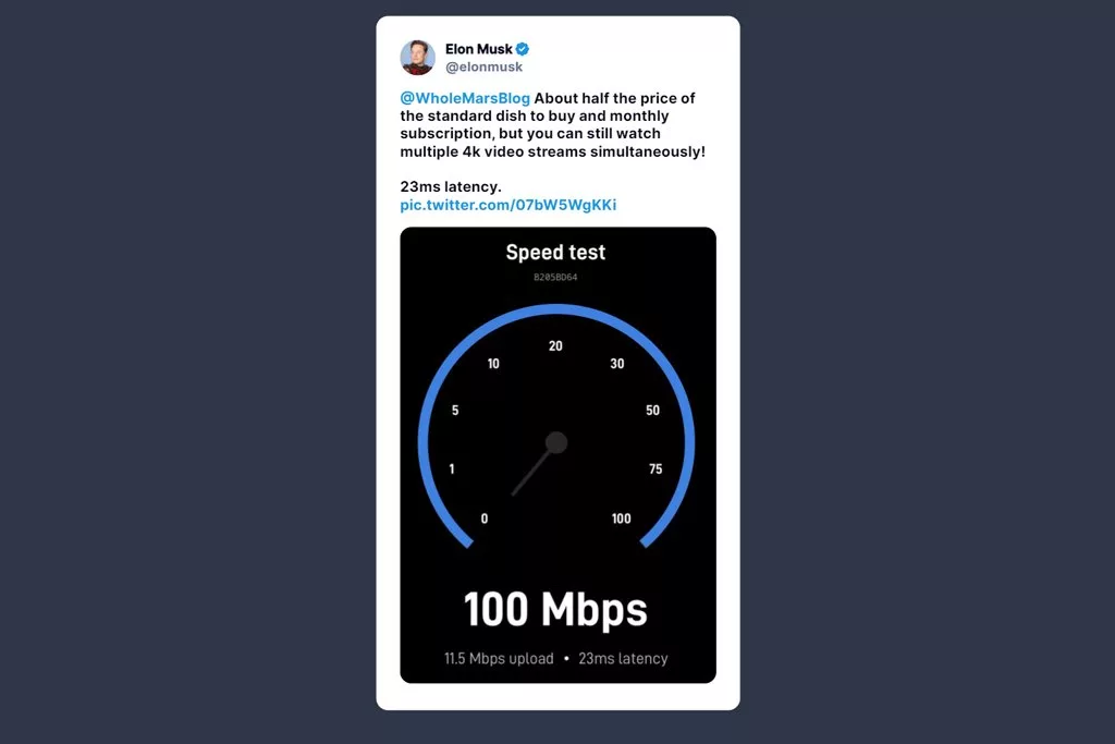 سرعت استارلینک مینی