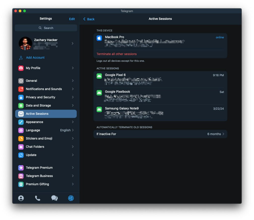 رمز عبور تلگرام