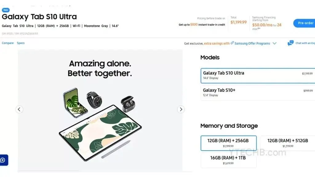 قیمت تبلت‌های سری گلکسی تب S10 لو رفت؛ افشای تیزر.webp